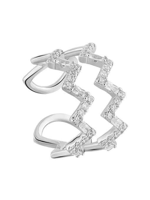 Platinum [adjustable size 15] 925 Sterling Silver Irregular Minimalist Stackable Ring